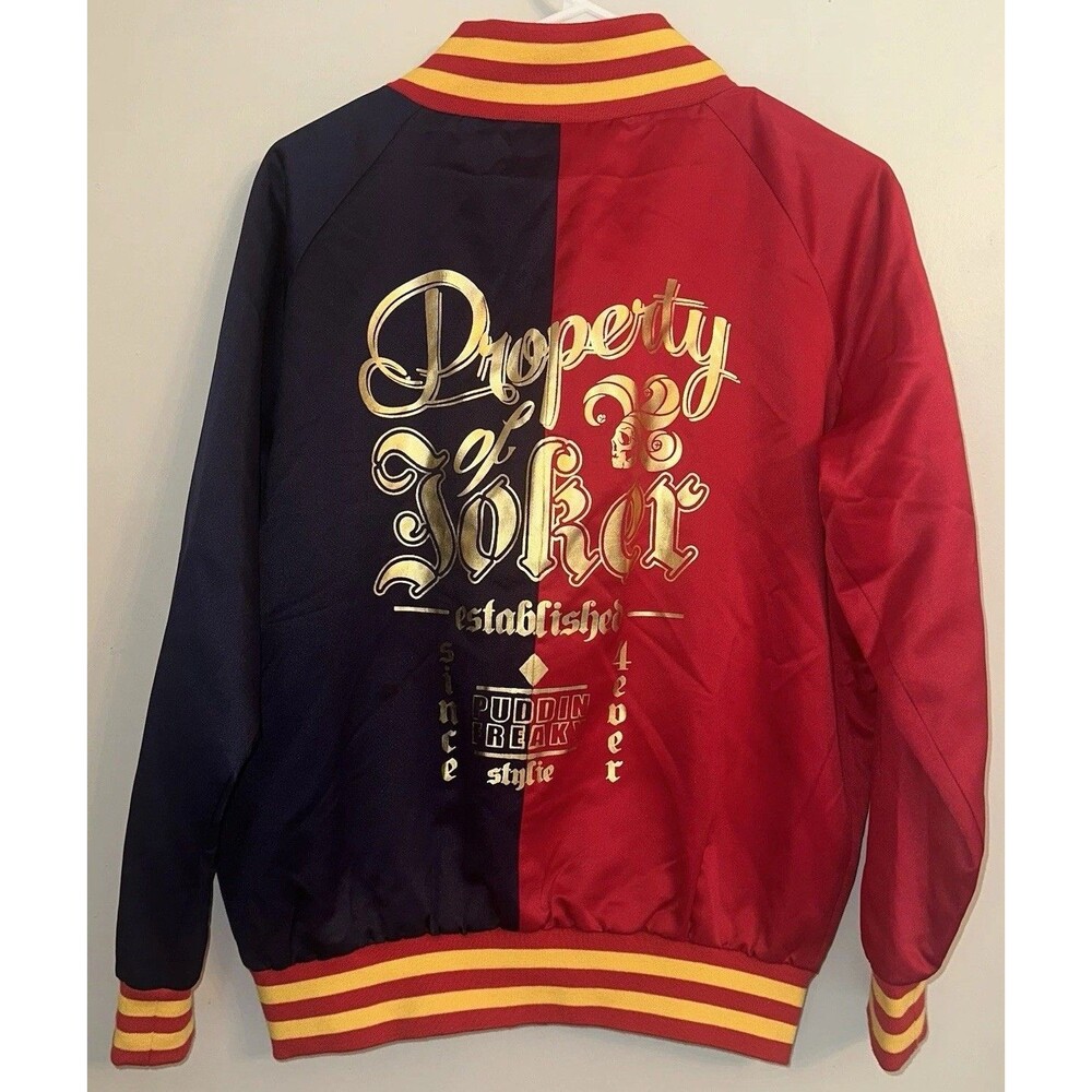 Suicide Squad Harley Quinn Property Joker Bomber Jacket Red Blue Gold XL Cosplay
